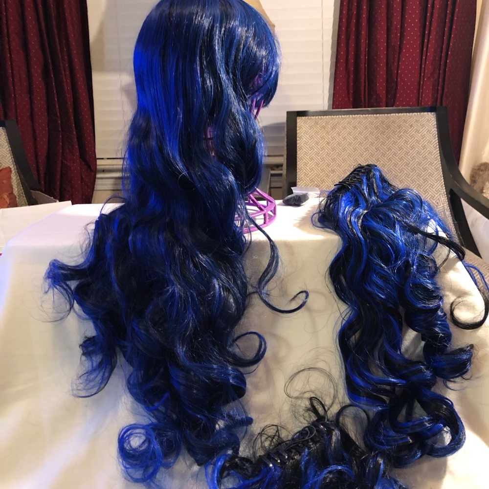 Black to Blue Synthetic Wig - Picture 9 of 16